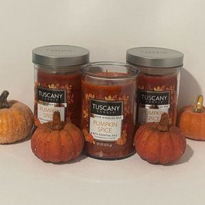 3 Tuscany Candles, 18-Oz. Pumpkin Spice PREMIUM marbled wax